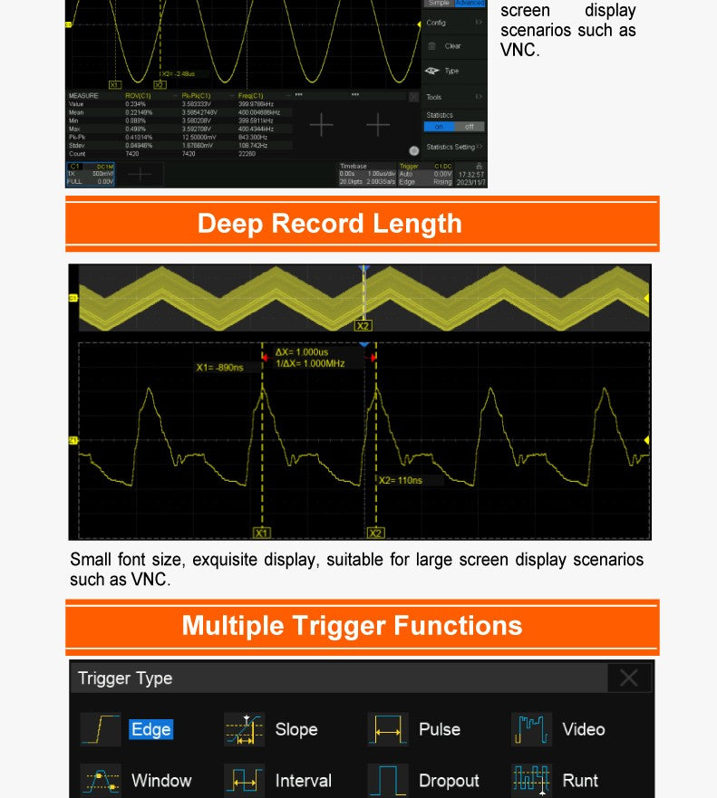 SIGLENT’s SDS800X HD series High Resolution  Digital Storage Oscilloscopes SampleRate 2 GSa/s, 12-bit Analog-Digital ConverterS