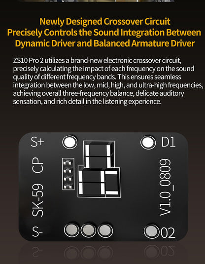 KZ ZS10 Pro 2 Metal Earphone HIFI In Ear Bass Earbud 4-Level Tuning Switch Headphone Sport Monitor Sound Noise Reduction Headset