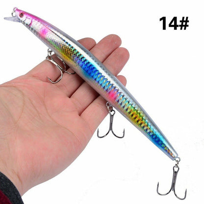 16 Cores 18cm 24g Isca Artificial Minnow Laser Crankbait Dura Isca Artificial Plástico Grande Iscas Artificiais para Pesca Marinha