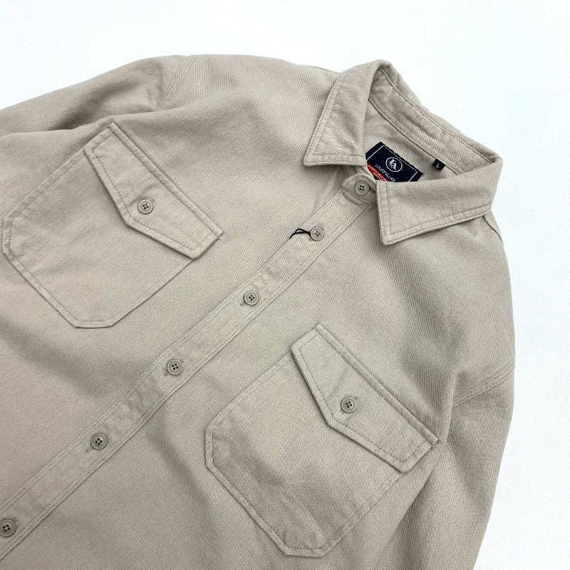 May Khaki heavy cargo double-pocket shirt men's cotton wash wool long-sleeved Japanese vintage loose coat
