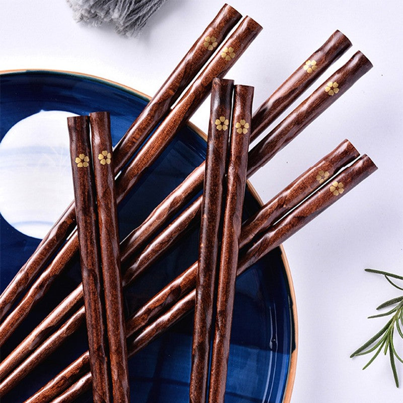 5 Pares de Hashis Japoneses para Sushi de Madeira Natural Ecológicos Reutilizáveis para Comida Coreana Chinesa