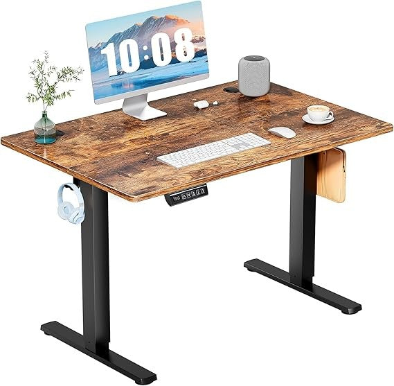 Electric Adjustable Height Standing Desk - 55 x 24 inch Sit to Stand Up Desk with Splice Board, Rising Home Office Computer Tab