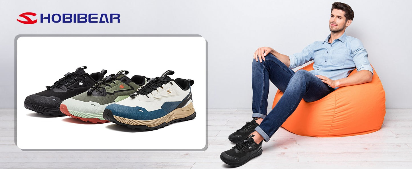 HOBIBEAR Unisex Running Shoes Elastic Band Hiking Sneakers Lightweight Breathable Casual Shoes