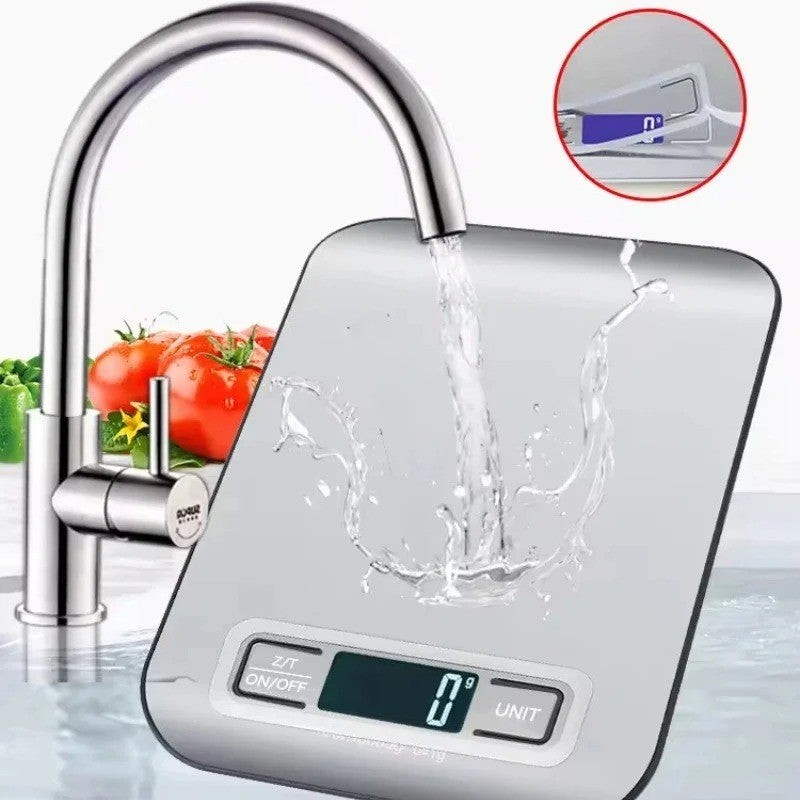 Nova Balança Digital Eletrônica de Cozinha 5kg-1g com Display LED Painel de Aço Inoxidável Ideal para Casa Joias Lanches e Cozimento