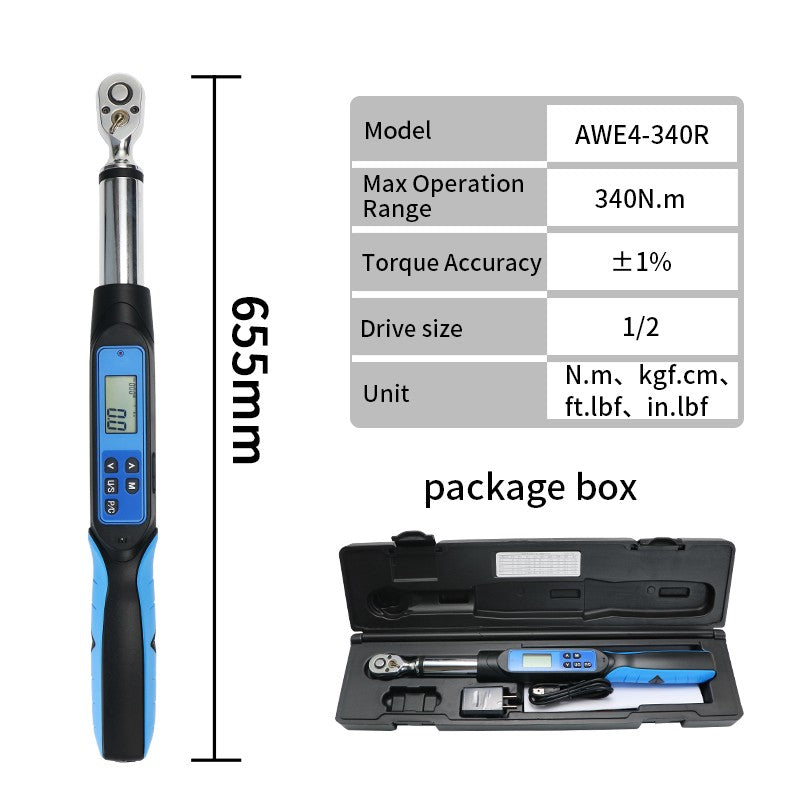 Chave de Torque Digital Shahe de 1/2'' Conjunto Eletrônico com Buzzer e LED Chaves de Torque Eletrônicas Ajustáveis Ferramenta para Reparo Automotivo