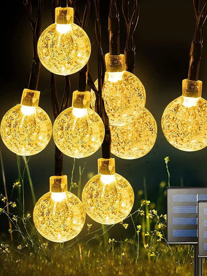 Outdoor Christmas LED String Lights - Waterproof Solar-Powered Decor - Perfect for Garden, Courtyard, Wedding & Terrace