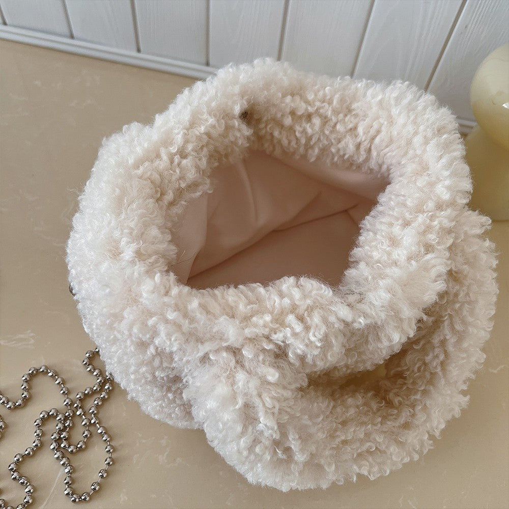 Shake Fleece Plush Bag, Women's New Stylish Single Shoulder Crossbody Bag, Plush Hand-Held Plush Bucket Bag