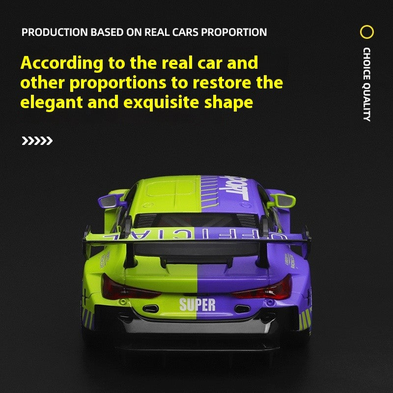1:24 BMW M4 GT3 Carro Esportivo de Liga Leve Super Corridas com Luz e Som Brinquedo para Mães, Crianças, Meninos Jogos Miniatura de Carro