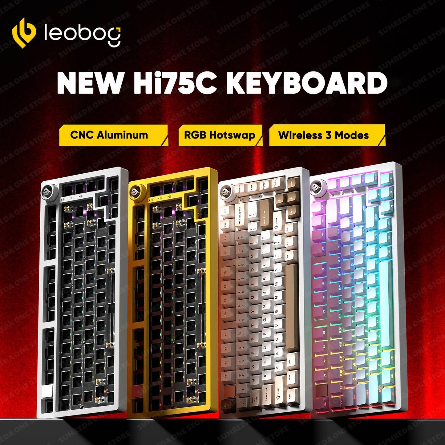 Leobog Hi75C Hi75 Hi75C Pro Kit de Teclado Mecânico Customizado de Alumínio Sem Fio para Jogos Bluetooth 2.4G Teclado Gamer com Hotswap com Fio