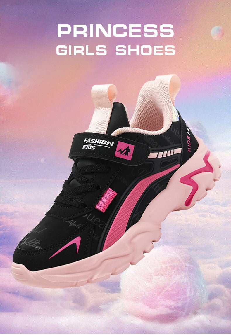 Girls Sneakers Lightweight Athletic Comfortable Shoes with Velcro Closure Kids Non-Slip Casual Walking Running Sports Shoes