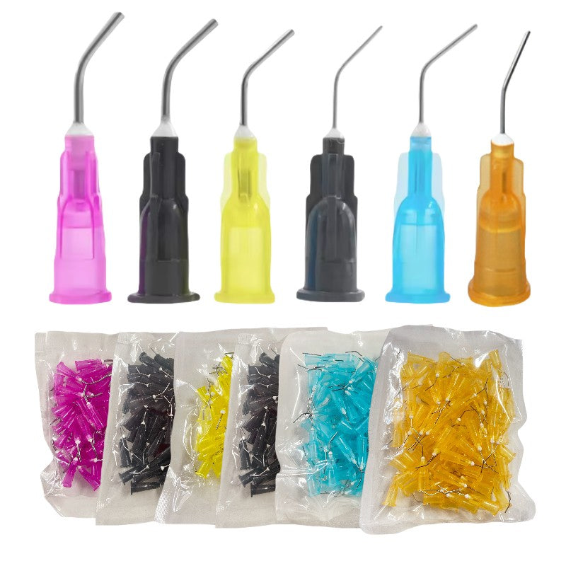 100 Unidades/Pacote Pontas de Agulha Pré-Curvadas de Irrigação Dental Ponta de Seringa de Entrega Limpeza Dental Cuidados Bucais Aplicador Descartável