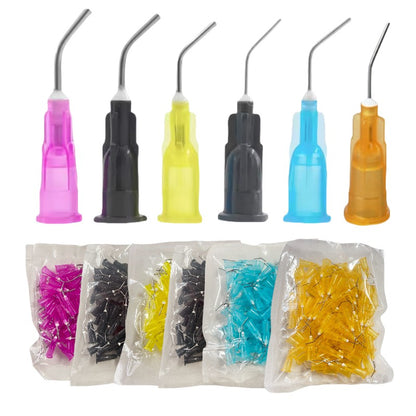 100 Unidades/Pacote Pontas de Agulha Pré-Curvadas de Irrigação Dental Ponta de Seringa de Entrega Limpeza Dental Cuidados Bucais Aplicador Descartável