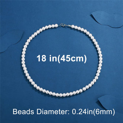 Colar Elegante de Pérola Branca Artificial 1 Peça Gargantilha Corrente de Contas para Homens e Mulheres Presente de Joia da Moda