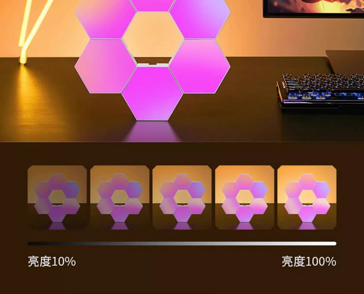 Hexagon Wall Lights, Smart LED Light Panels with App & Remote, DIY Room Decor for Autism, Game Room Decor, Party, Gifts, 12 Pack