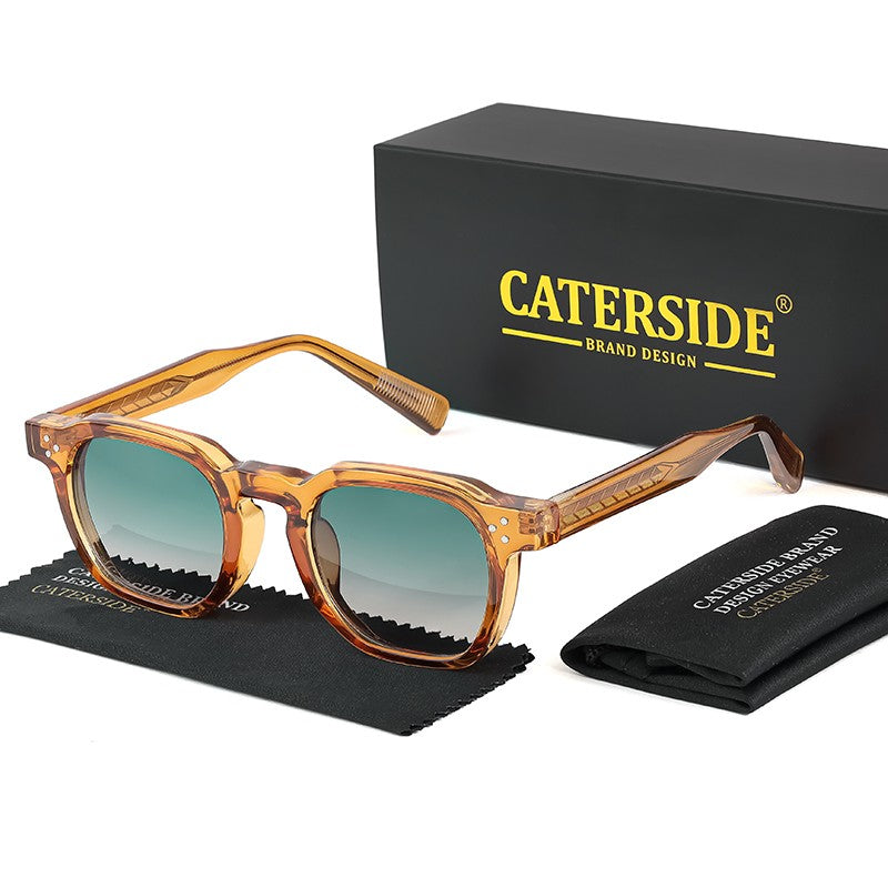 Óculos de Sol Retrô Punk CATERSIDE Masculino Armação Pequena Quadrada Design Personalizado Óculos de Sol Feminino Viagem Festa Negócios Festival Presente