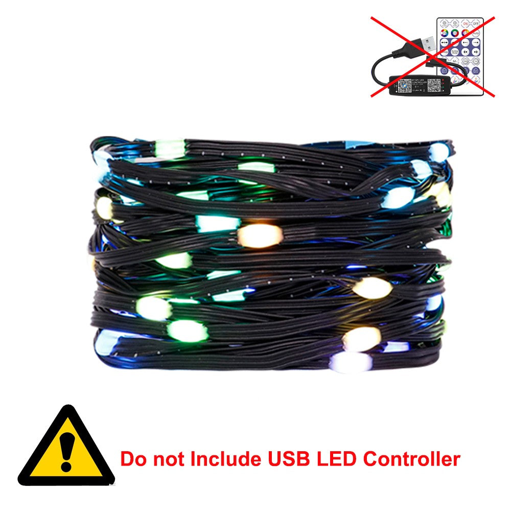WS2812B LED String 5M 10M 20M RGBIC Dream Color Party Christmas Lights Individually Addressable String Lights Waterproof DC5V