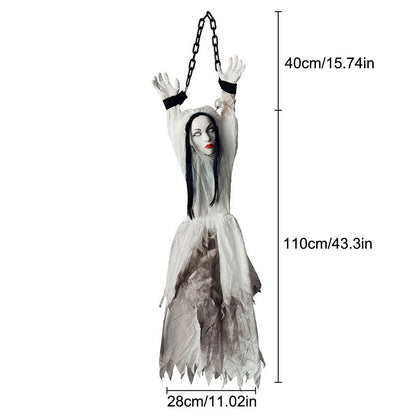Decoração de Halloween Animatronics Palhaço Enfermeira Pendurado Controle por Voz Elétrico Exterior Assustador Liquidação Horror Adereços Casa Assombrada