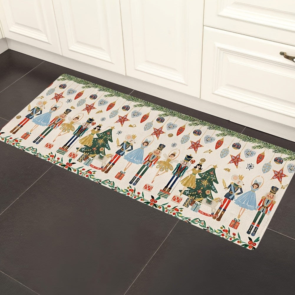 Christmas Nutcracker Kitchen Mat Home Decor Kitchen Hallway Balcony Laundry Rugs Bathroom Non-slip Foot Pad Christmas Decoration