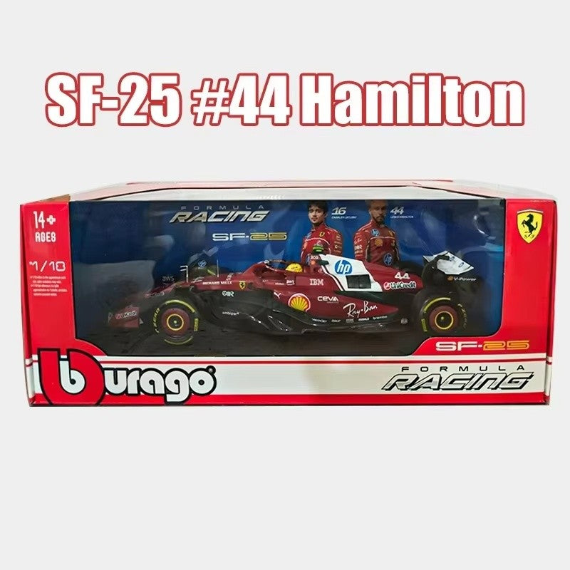 Novo 1:18 Bburago Ferrari 2025 F1 Sf-25 Hamilton #44 Leclerc #16 Liga Miniatura Die-Casting Modelo de Carro Presentes Brinquedos Personalizados Ornamento