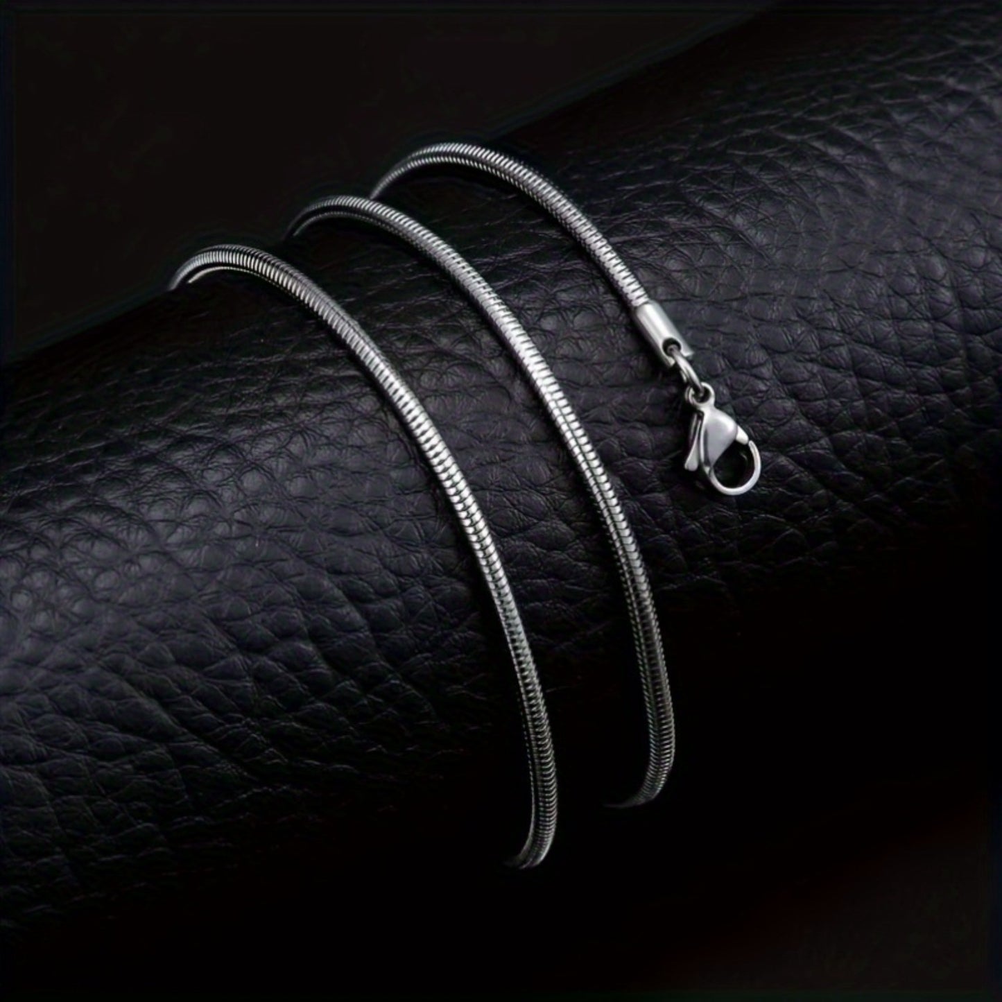 Colar Masculino de Aço Inoxidável com Corrente de Cobra Redonda, Joia Durável e Estilosa para Homens