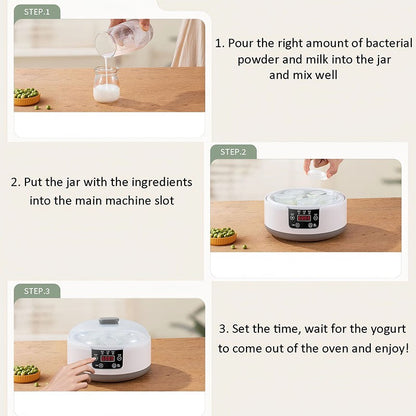 Máquina de Iogurte Automática com Temperatura Constante para Uso Doméstico, Máquina de Natto, Baixo Ruído, Multifuncional, para Cozinha, 1.2L