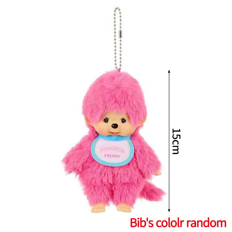 Kawaii Monchichi Doll Figure Keychain Furry Chimutan Monchhichi Figurines Hanger Pendant Bags Charm Accessories Small Gift