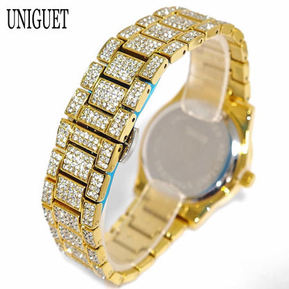 Luxury Jewelry Watch For Womens UNIGUET Fashion Small DialWaterproof Hip Hop Iced Diamond Quartz Wristwatch Small Size For Women