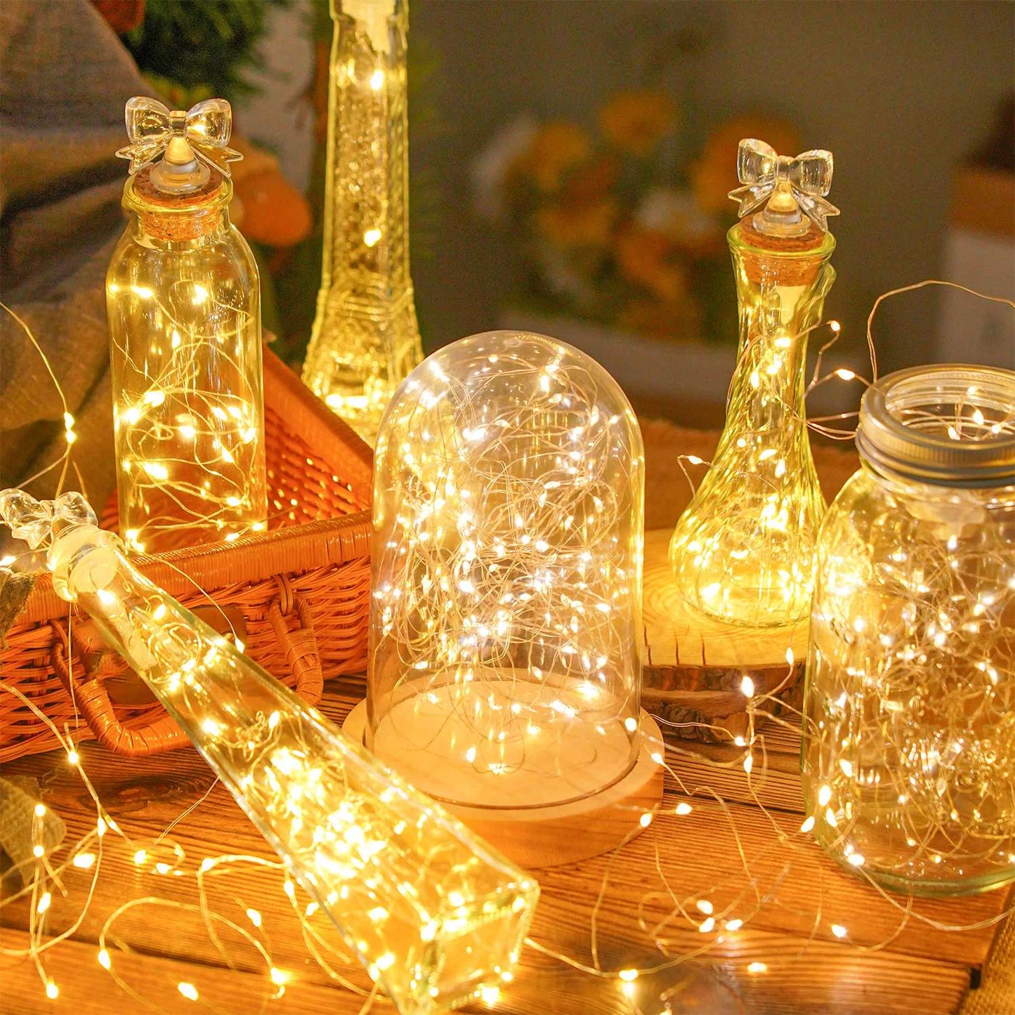 30 Pack LED Fairy Light Battery Powered String Light -6.5-foot 20 LED Silver Line Firefly Star Moon Light, Suitable for DIY Handmade Wedding Table Decoration, Party Bedroom Christmas Decoration, Room Decoration Christmas Decoration
