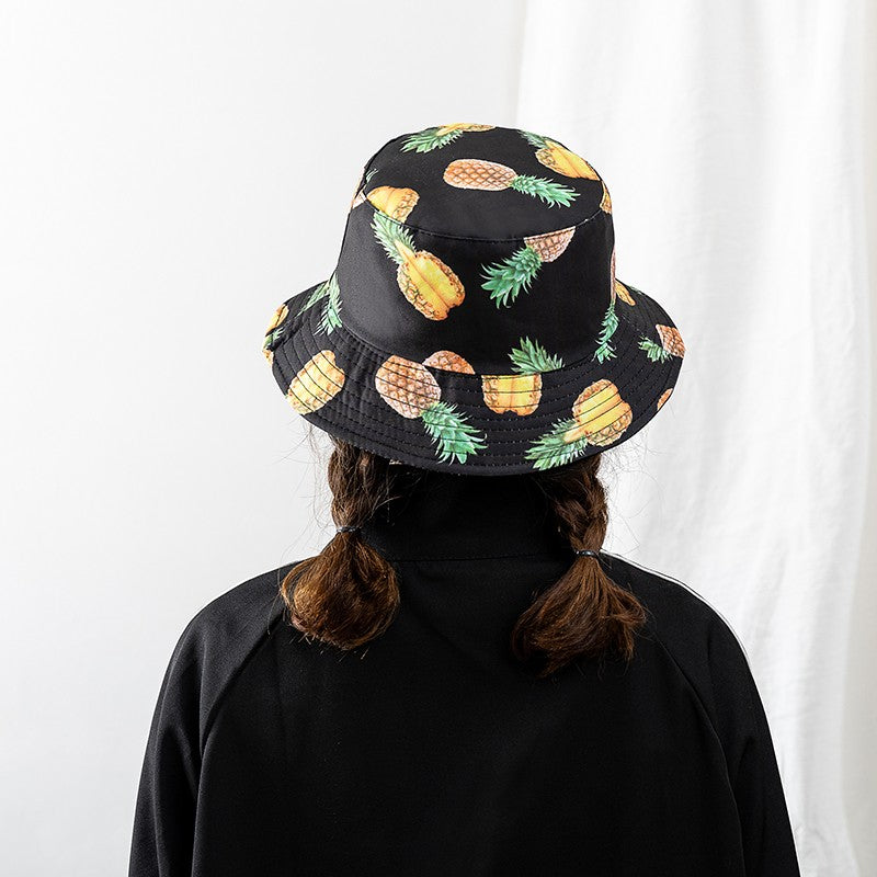 Chapéu Bucket Unissex Quente de Verão com Estampa de Frutas, Dupla Face, Chapéu de Sol Feminino, Chapéu Panama Clássico Masculino