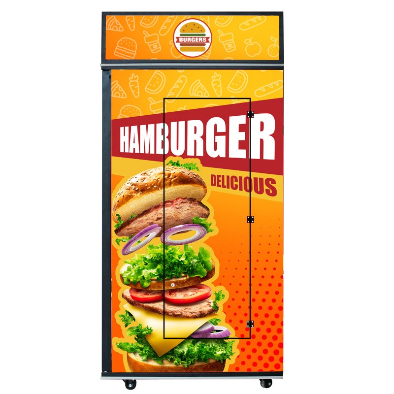 High-Efficiency 2025 Manufacturer's New Large Screen Breakfast Vending Machine Burger Option Large Display High-Security