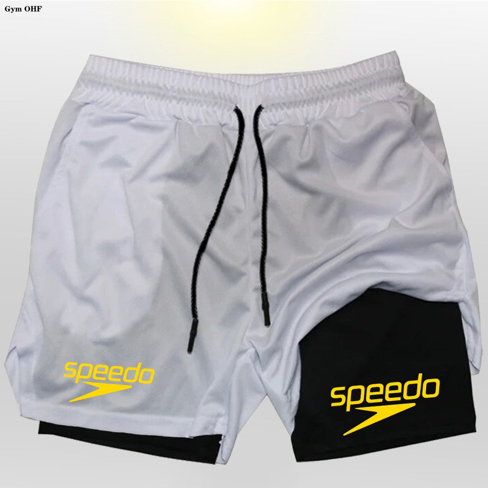 Fitness 2-in-1 training shorts, suitable for men, beach running quick-dry shorts, outdoor sports shorts, fitness basketball shor