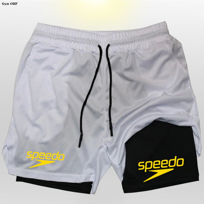 Fitness 2-in-1 training shorts, suitable for men, beach running quick-dry shorts, outdoor sports shorts, fitness basketball shor