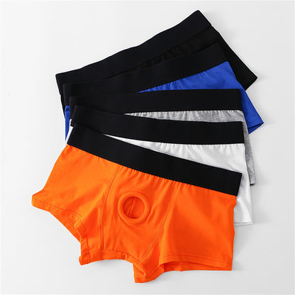 CLEVER-MENMODE Men Underpants Penis Open Pouch Hole Boxer Shorts Cockring Panties Cotton Underwear Boxershorts hombre