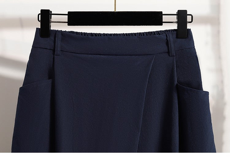 Summer Women Plus Size Skirt 2025 New High Waist Irregular Mid Long Skirt Woman Elastic Waist A Line Pleated Big Size Skirts