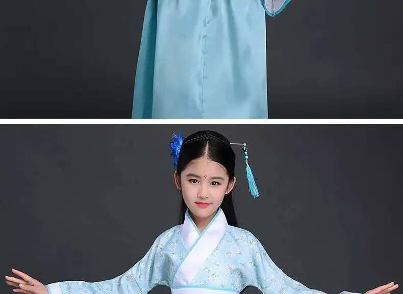 Hanfu Chinese Costume Girls Children Kimono Traditional Vintage Ethnic Fan Students Dance Halloween Japanese Yukata Kimono Style