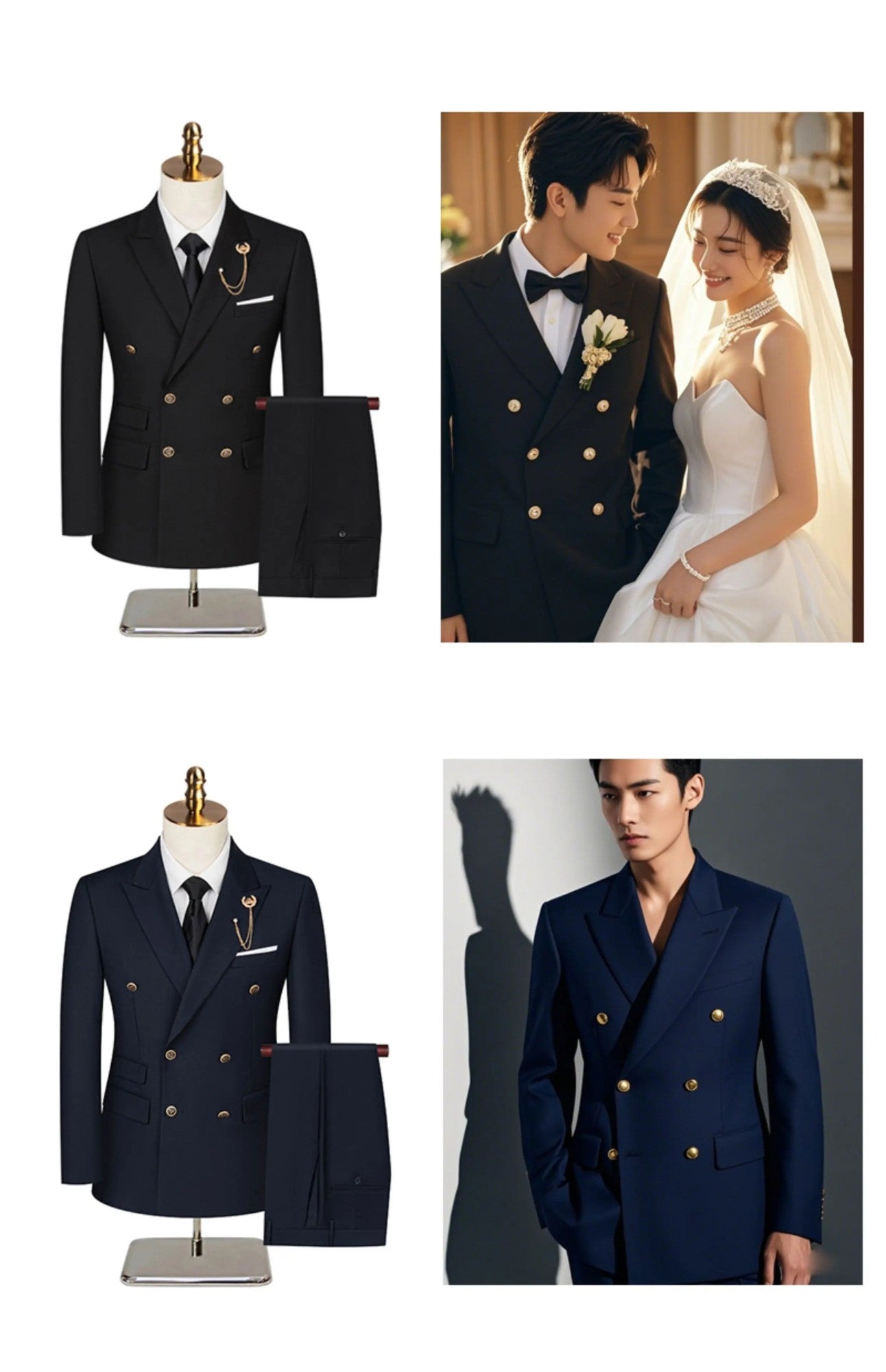 2025 Suit (Blazer+ Trousers) Men's Fashionable Gentleman Business Double-breasted British-style Banquet Host Casual Wedding Suit