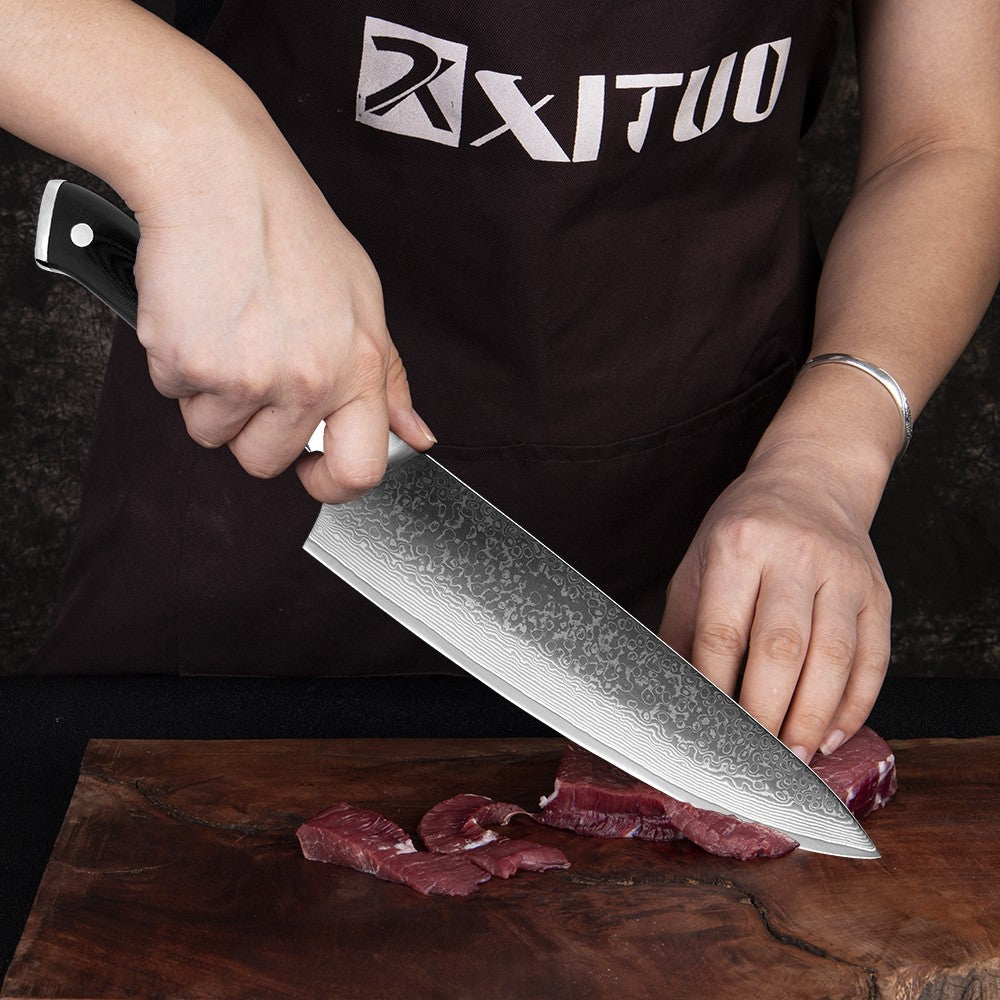 1-9 PCS Chef Knife Set Damascus Steel Kitchen Knives Razor Sharp Cleaver,Paring,Bread,Boning,Chef Special Knife With G10 Handle