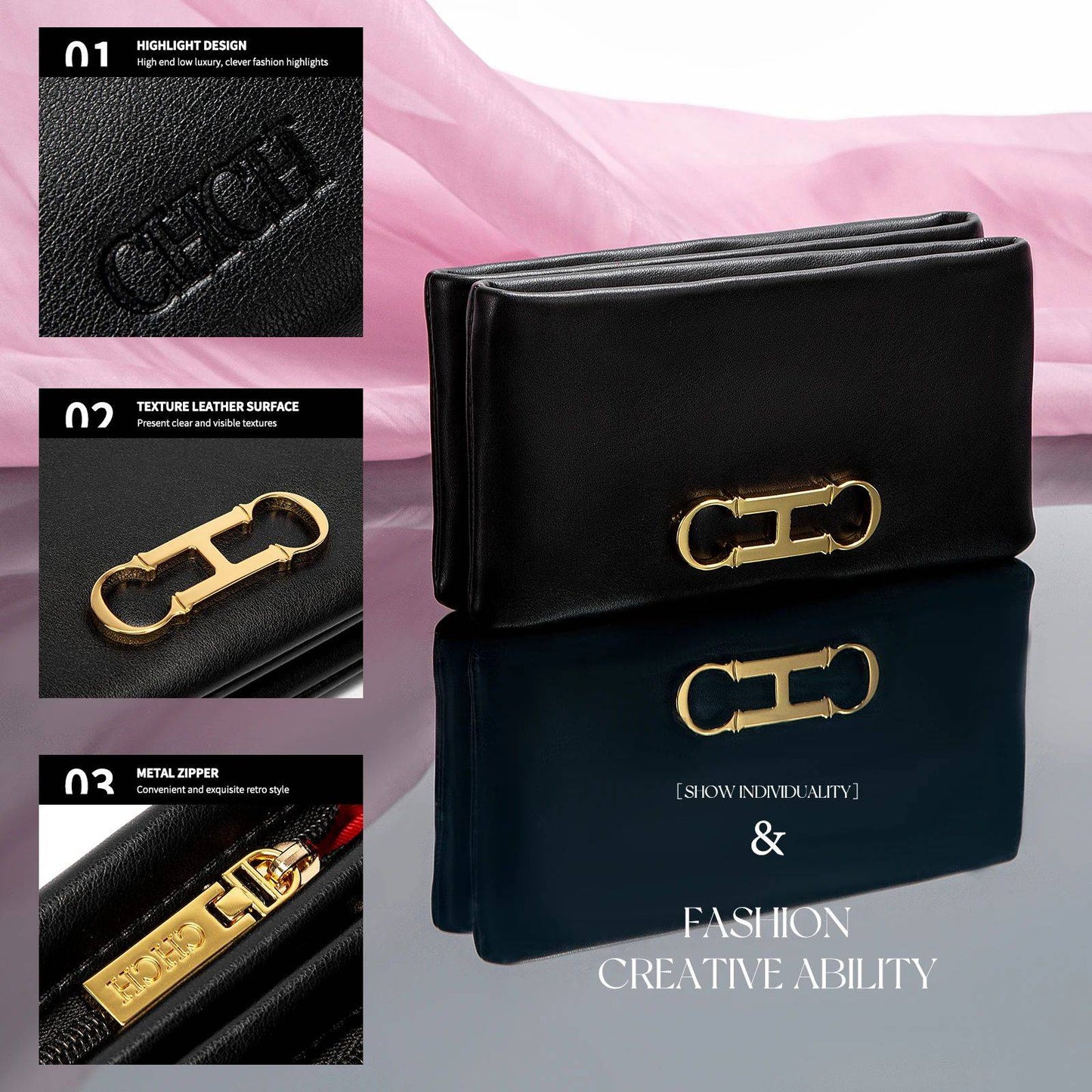 Fashionable Luxury Design 2024 Women's Solid Color Rectangular Handbag Business Party Letter Design Card Bag