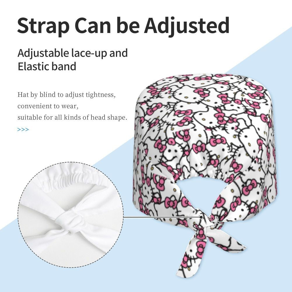 Custom Hello Kitty Medical Staff Scrubs Hat Women Men Cartoon Chara For Chef Hat Scrub Caps