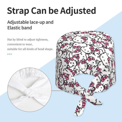 Custom Hello Kitty Medical Staff Scrubs Hat Women Men Cartoon Chara For Chef Hat Scrub Caps