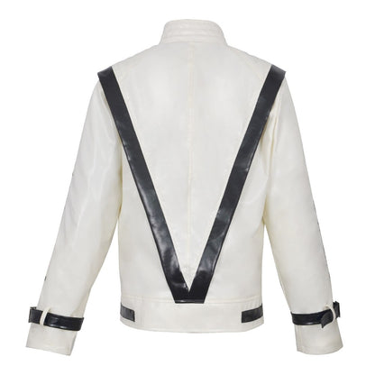 Michael Jackson Thriller Scary Costume Red Leather Jacket for Women Man Adults Dress Halloween Baseball Jacket Retro Bomber Coat