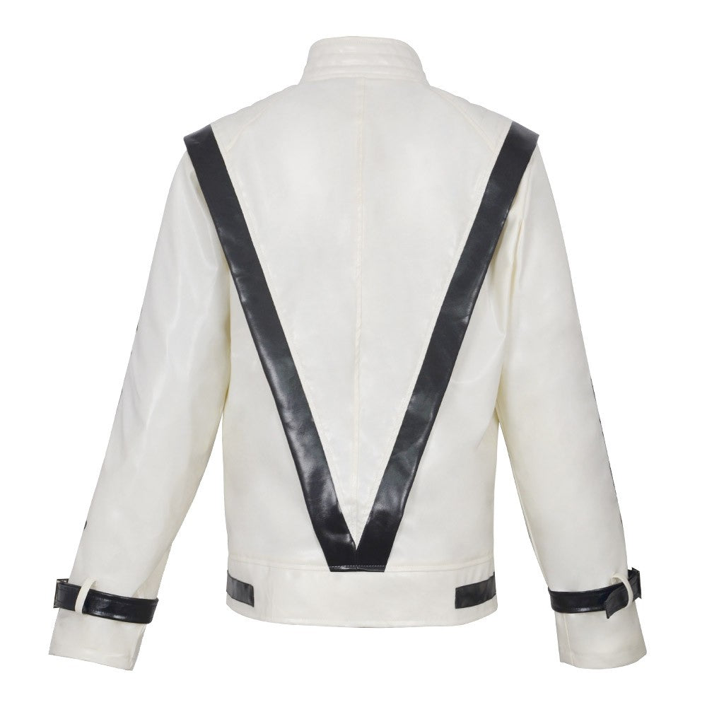 Michael Jackson Thriller Scary Costume Red Leather Jacket for Women Man Adults Dress Halloween Baseball Jacket Retro Bomber Coat