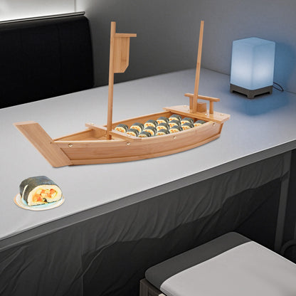 28in Bamboo Sushi Boat Serving Tray, 70cm Log Color Assembly Required Sushi Boat Serving Tray for Business or Personal Parties