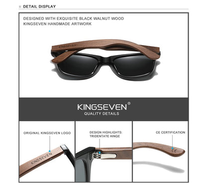 KINGSEVEN Brand 2023 Fashion Handmade Natural Wooden Sunglasses For Men Women Polarized Sun Glasses UV400 Mirror Male Eyewear