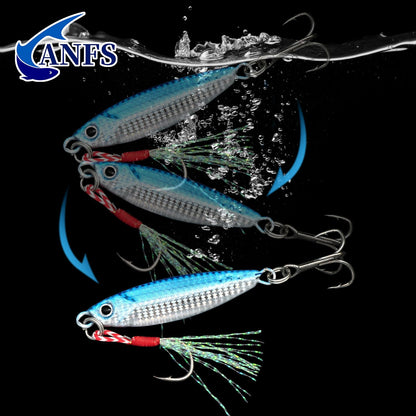 ANFS 5 pçs 10g Conjunto de Iscas Artificiais de Metal Jig - Iscas Artificiais de Baixo, Isca de Jigging para Pesca em Água Doce e Salgada