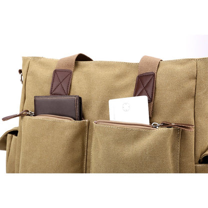 Canvas retro crossbody bag, handbag commuting bag, shoulder bag, work bag, large capacity handbag