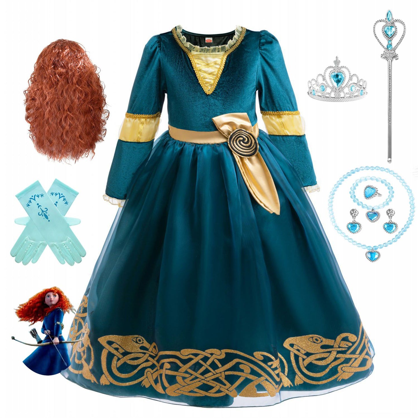 Princess Merida Dress Cosplay Brave Stage Performance Clothes  Cosplay Halloween Carnival Party Apparel Birthday Gift