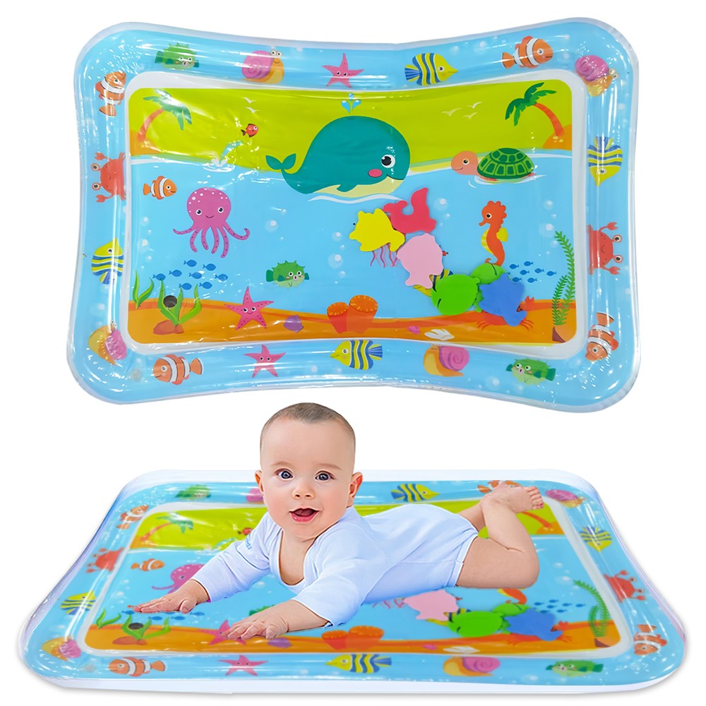 1pc Blue Whale Inflatable PVC Playing Water Mat Baby Toddler Pad Early Education Activity Toys Mat Cushion Gift