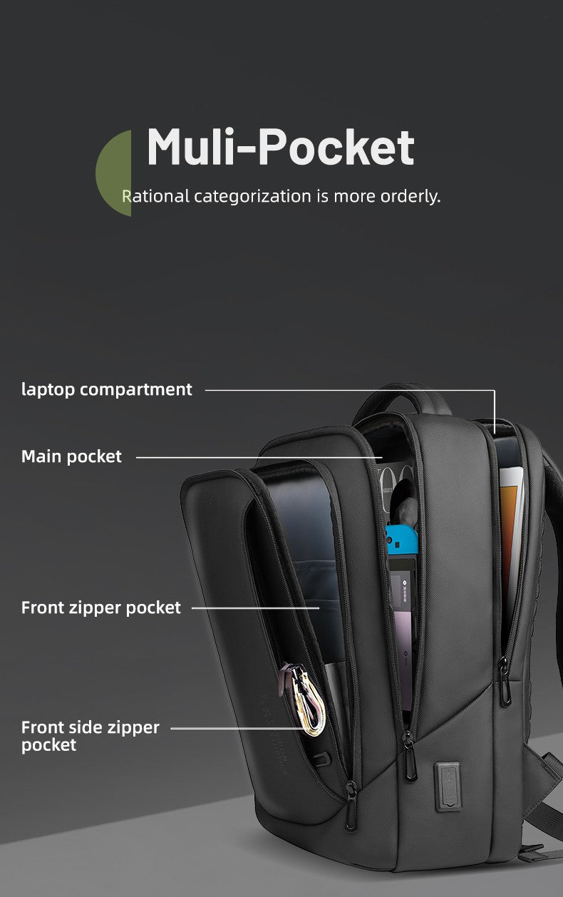 HK Men's Designer Laptop Bag Waterproof School Bags for College Boys Male Business Sports Travel Backpack Men With USB Charging