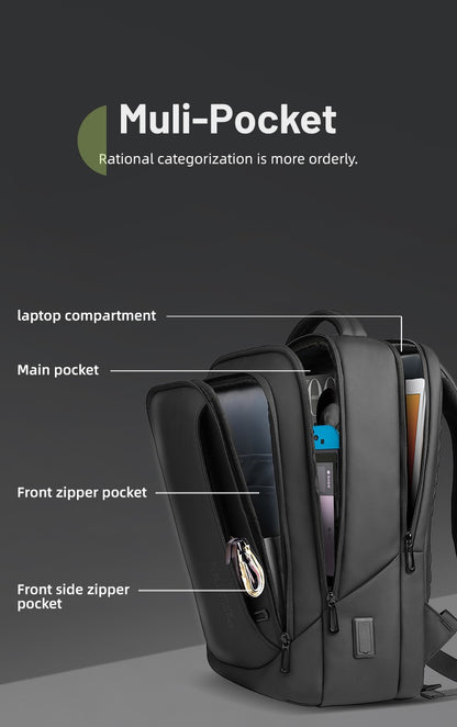 HK Men's Designer Laptop Bag Waterproof School Bags for College Boys Male Business Sports Travel Backpack Men With USB Charging
